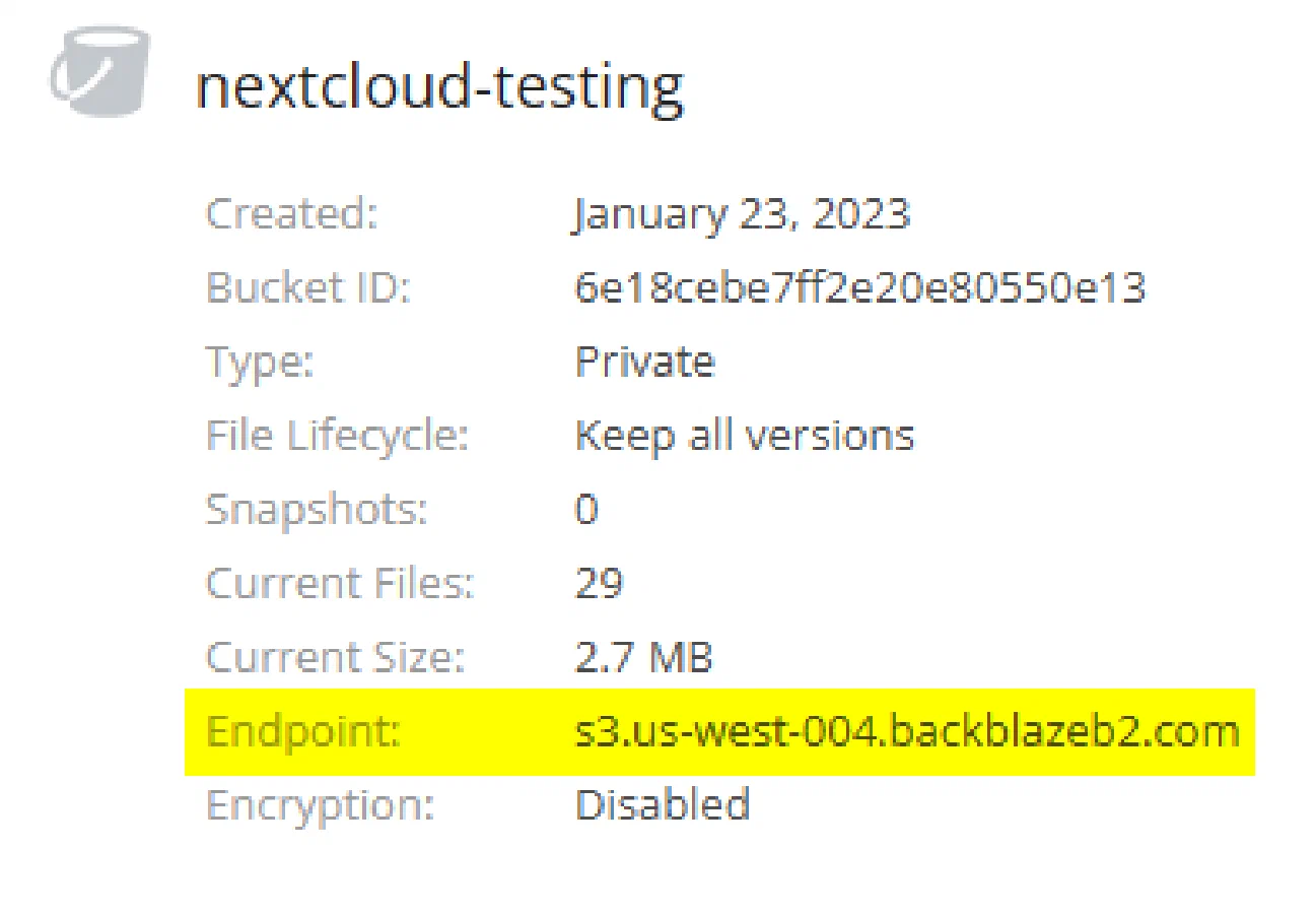 nextcloud endpoint config